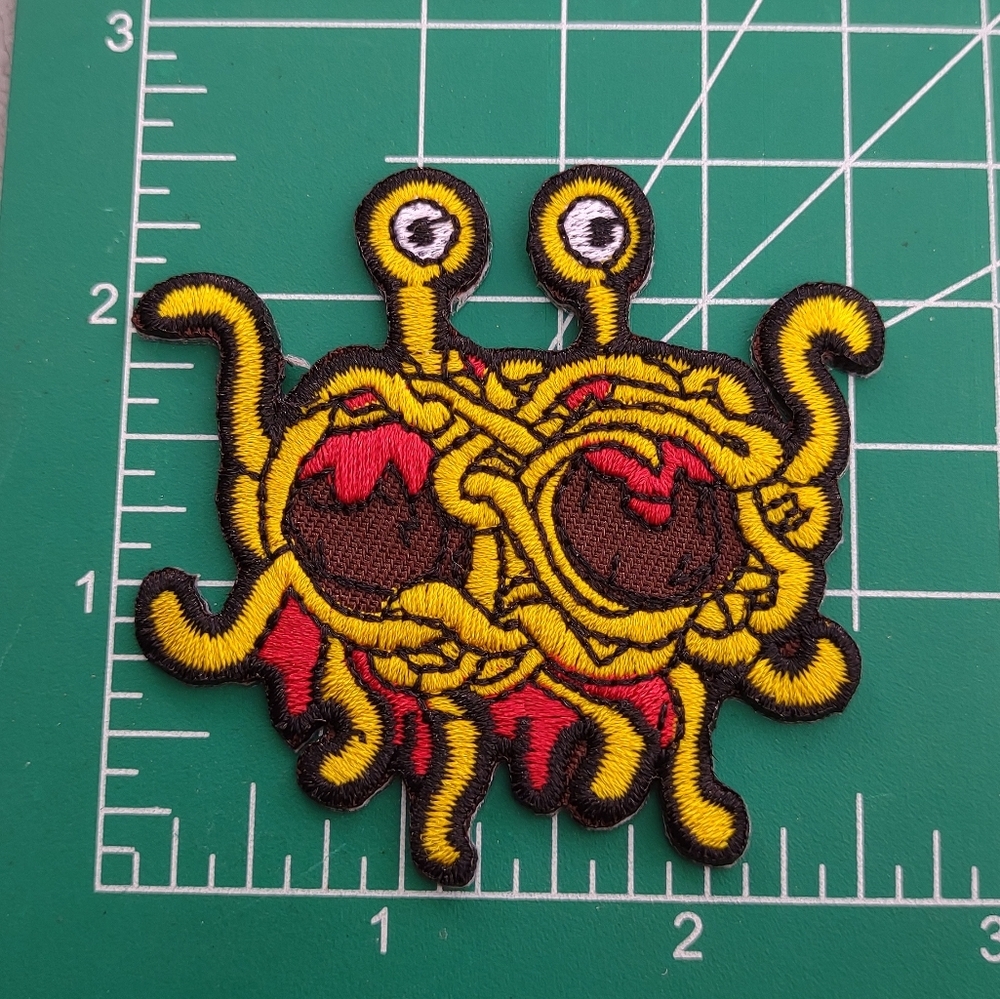 Spaghetti Monster Yellow and Black Embroidered Patch